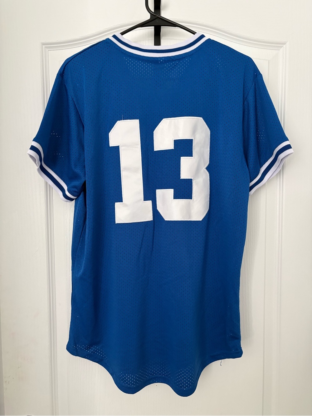 Men's Blue Athletic Mesh Jersey Shirt with White Number 13